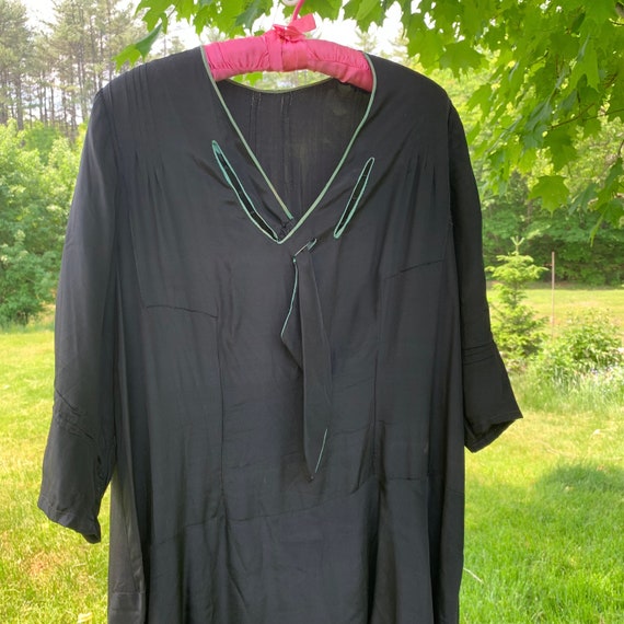 Antique 1920-30s Womens Flapper Dress XL Black Si… - image 4