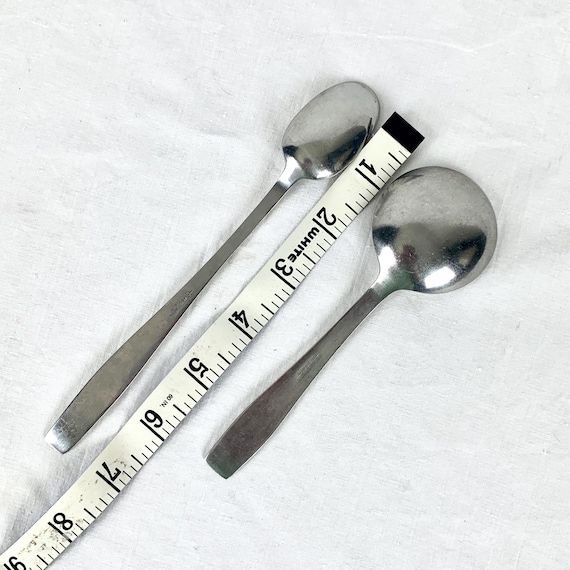 2 Pieces Georg Jensen Plata Round Soup Spoon and Ice Tea Spoon
