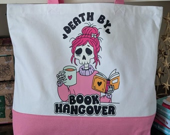 Death By Book Hangover Tote Bag | Large Cotton Canvas