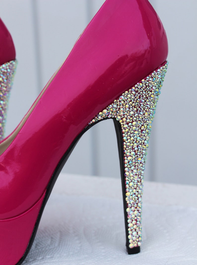 Hot pink AB Crystal platform heels size 7 | Etsy