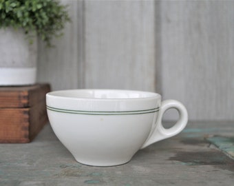 Jackson China Green Stripe Coffee Cup