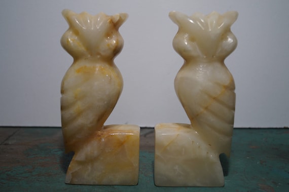 HANDCARVED ALABASTER TALL OWL 2/" HEIGHT