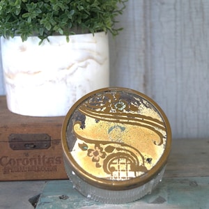 Art Deco Dresser Jar with Metal Lid