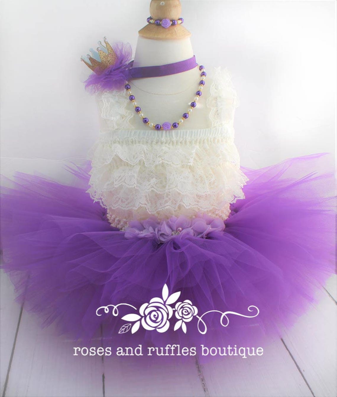 Ivory & Purple Baby Tutu SET Baby Girl Tutu Pageant Dress Etsy