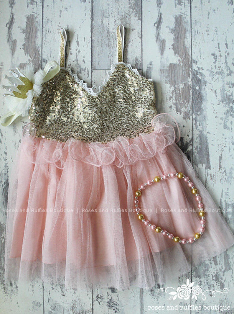 pink and gold baby dress