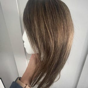 Remy Human Hair Topper: Dark Brown Balayage, 14 inch - 6.5" Base