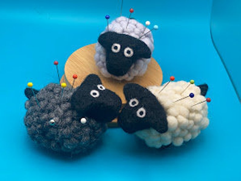 Needlefelt Sheep Handmade Small Mini Lamb Cute Pin Cushion Miniature Sheep Gift for Sewer Farm Animal Novelty Gift for Seamstress image 1