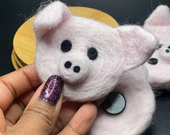 Handmade Needle Felted Pig Magnets| Novelty Piggy Fridge Decor| Cute Pink Piglet| Locker Decoration| Barnyard Animal