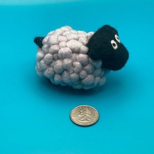 Needlefelt Sheep Handmade Small Mini Lamb Cute Pin Cushion Miniature Sheep Gift for Sewer Farm Animal Novelty Gift for Seamstress Grey