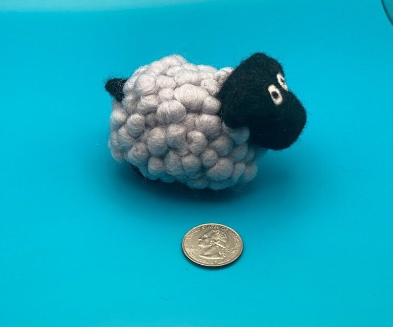 Needlefelt Sheep Handmade Small Mini Lamb Cute Pin Cushion Miniature Sheep Gift for Sewer Farm Animal Novelty Gift for Seamstress Grey