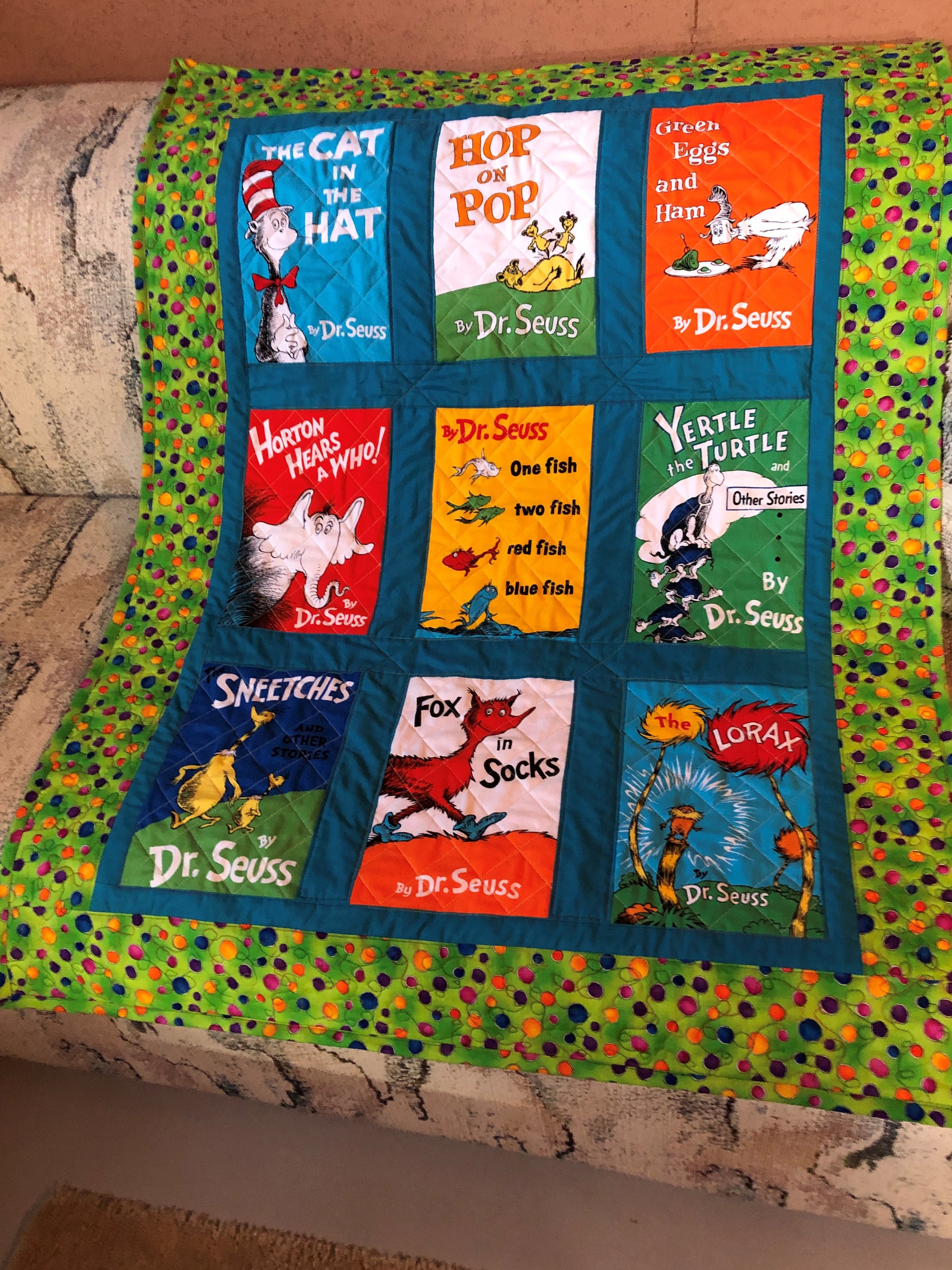 Dr. Seuss Books Baby Crib Quilt Security Blanket Shower Gift Etsy Canada