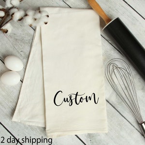 Custom kitchen towels, custom tea towel, Custom Flour Sack Towel, Custom Kitchen Towel, Dish Towel, Custom Wedding Gift, tea towel recipe