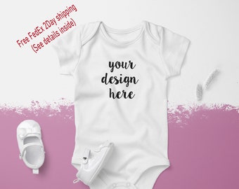 Custom bodysuit Organic Cotton, customize with your design or photo for baby shower gift, birthday gift, or any events, MADE IN USA