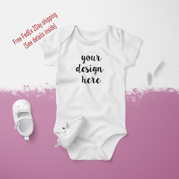 Custom bodysuit Organic Cotton, customize with your design or photo for baby shower gift, birthday gift, or any events, MADE IN USA