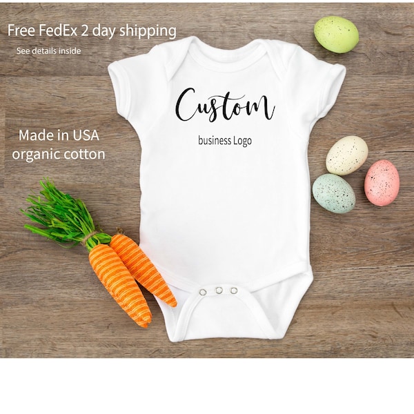 Personalized bodysuit Organic Cotton, customize with your design or photo for baby shower gift, birthday gift, or any events, MADE IN USA