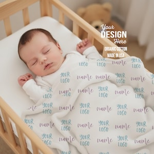 Organic Cotton Baby Swaddle Blanket: USA-Made Newborn Gift (39x32 inches)