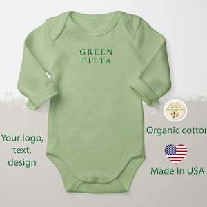 custom bodysuit long sleeve organic cotton, personalized this premium bodysuit with your design, or business logo for any events made in USA