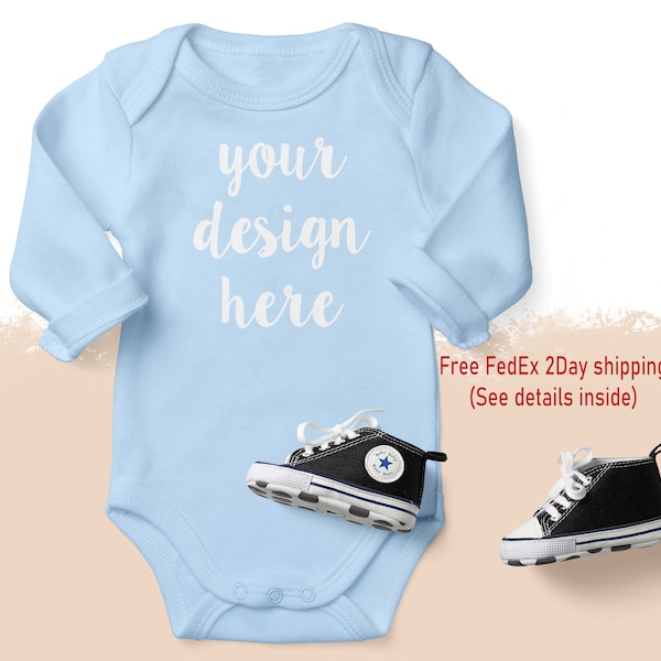 custom bodysuit long sleeve organic cotton, personalized this premium bodysuit with your design, or business logo for any events made in USA