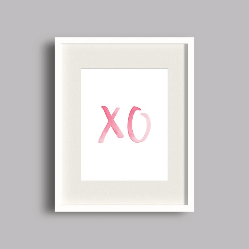Pink XO Watercolor Printable XO Print Girly Gallery Wall Print Girls