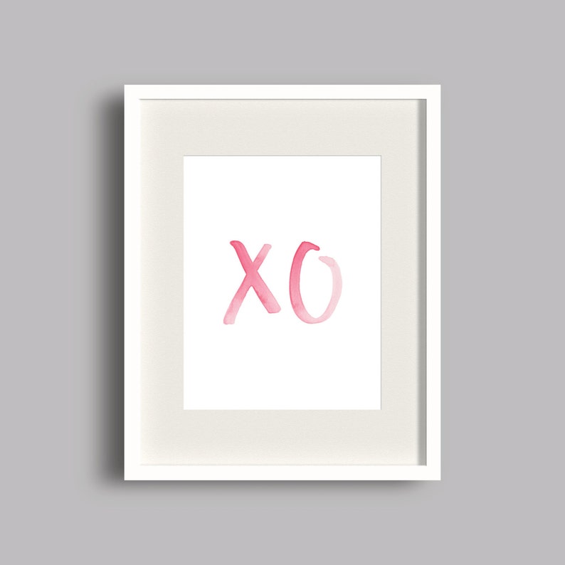 Pink XO Watercolor Print Blue XO Watercolor Print Girly Gallery Wall Print Girls Nursery Art Nursery Art image 1