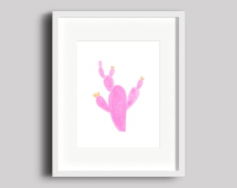 Neon Pink Cactus Watercolor Printable | Cactus Printable | Neon Cactus Printable | Girls Nursery Printable