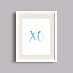 Pink XO Watercolor Print Blue XO Watercolor Print Girly Gallery Wall Print Girls Nursery Art Nursery Art image 2