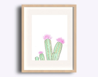 Cactus Watercolor Printable | Cactus Print | Pastel Watercolor Print | Boho Art