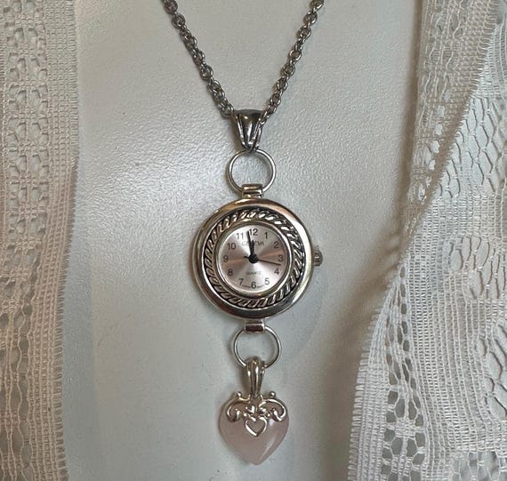Silver Heart Charm Watch Pendant Elegant Pearl Watch Pendant Necklace,heart Watch Jewelry  main image 3