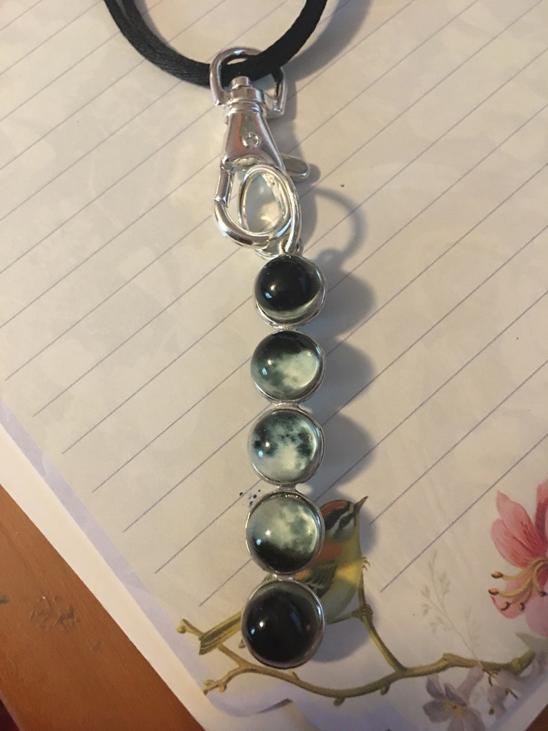 Teacher Nurse Gift Glass Moon Phase Necklace for Glasses Face Mask ID Keys