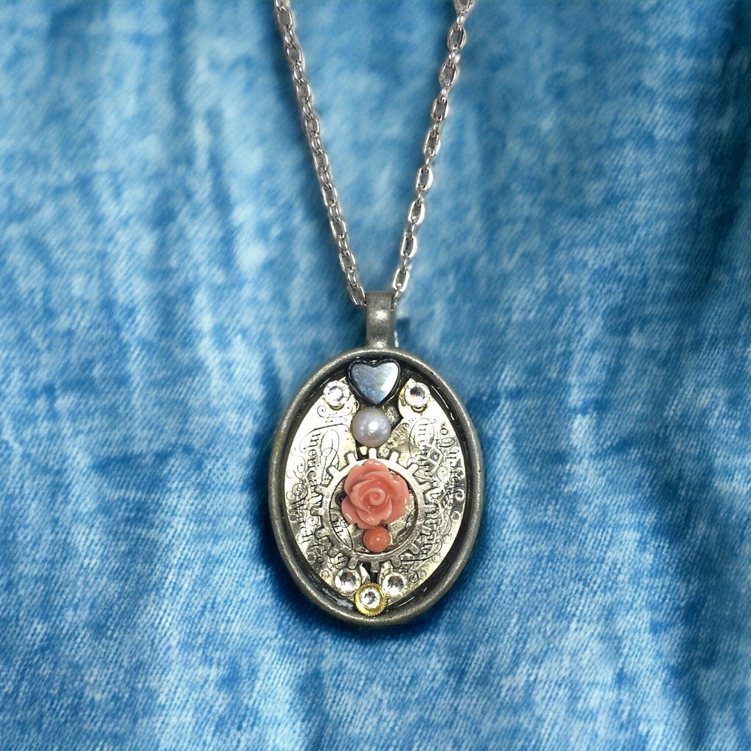 Unique Vintage Bakelite Pink Rose Button, Hematite Heart, Pearl ...