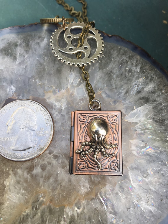 Long Charm Necklace Bronze-Magic Book-