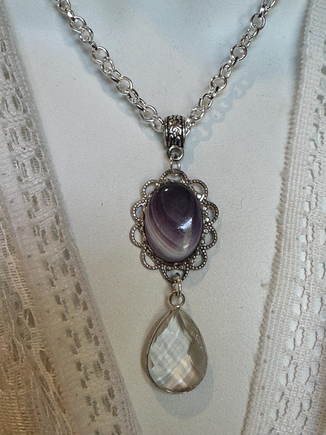 Parure De Bijoux Argent Avec Coquillage - Bague Et Pendentif - Occasion Rare