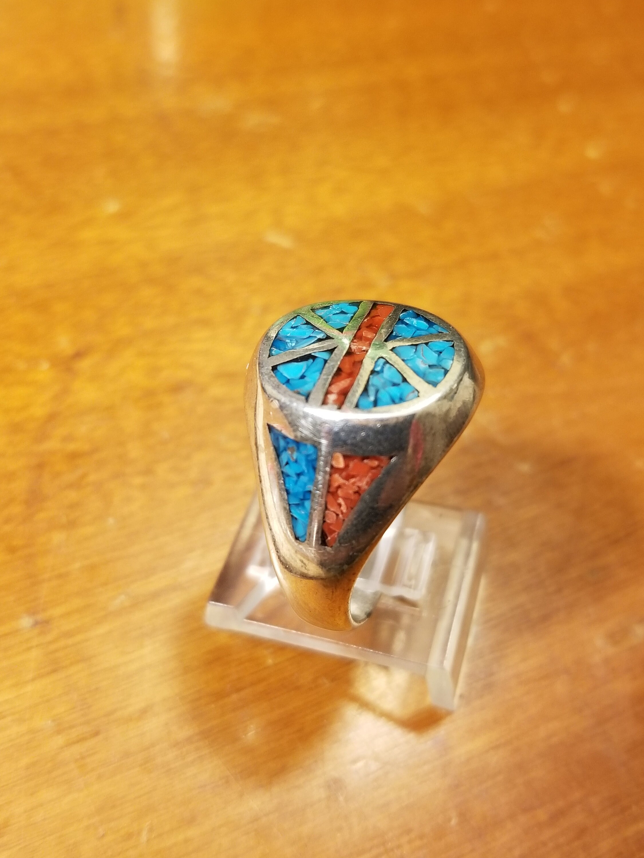Vintage Sterling Silver Inlaid Indian Ring. 10.5g Size 11 Etsy