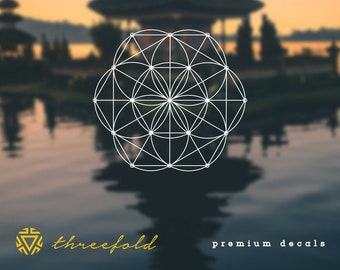 Seed of Life Evolved Decal | Sacred Geometry | Car Laptop Wall Sticker | White Vinyl Durable Outdoor