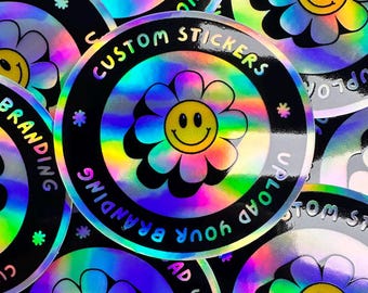 Custom Holographic Circle Stickers | Upload Your Logo or Design | Branding Stickers