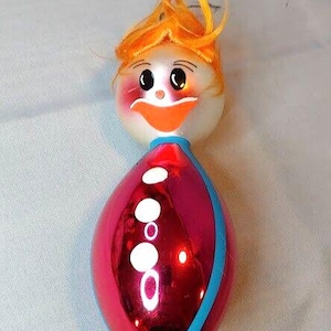 Adorno de cristal De Carlini con forma de payaso de pelo naranja pintado a mano, soplado, vintage, para Navidad