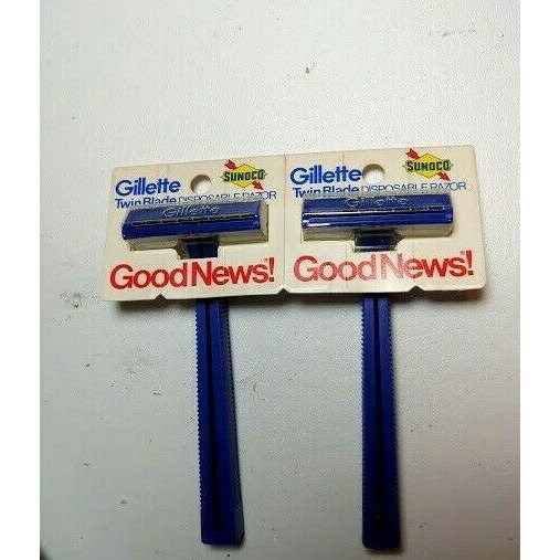 rsvp sunburst 青色 2本 1970s Sunoco Gas & Oil Gillette Disposable Razor Pair Good News