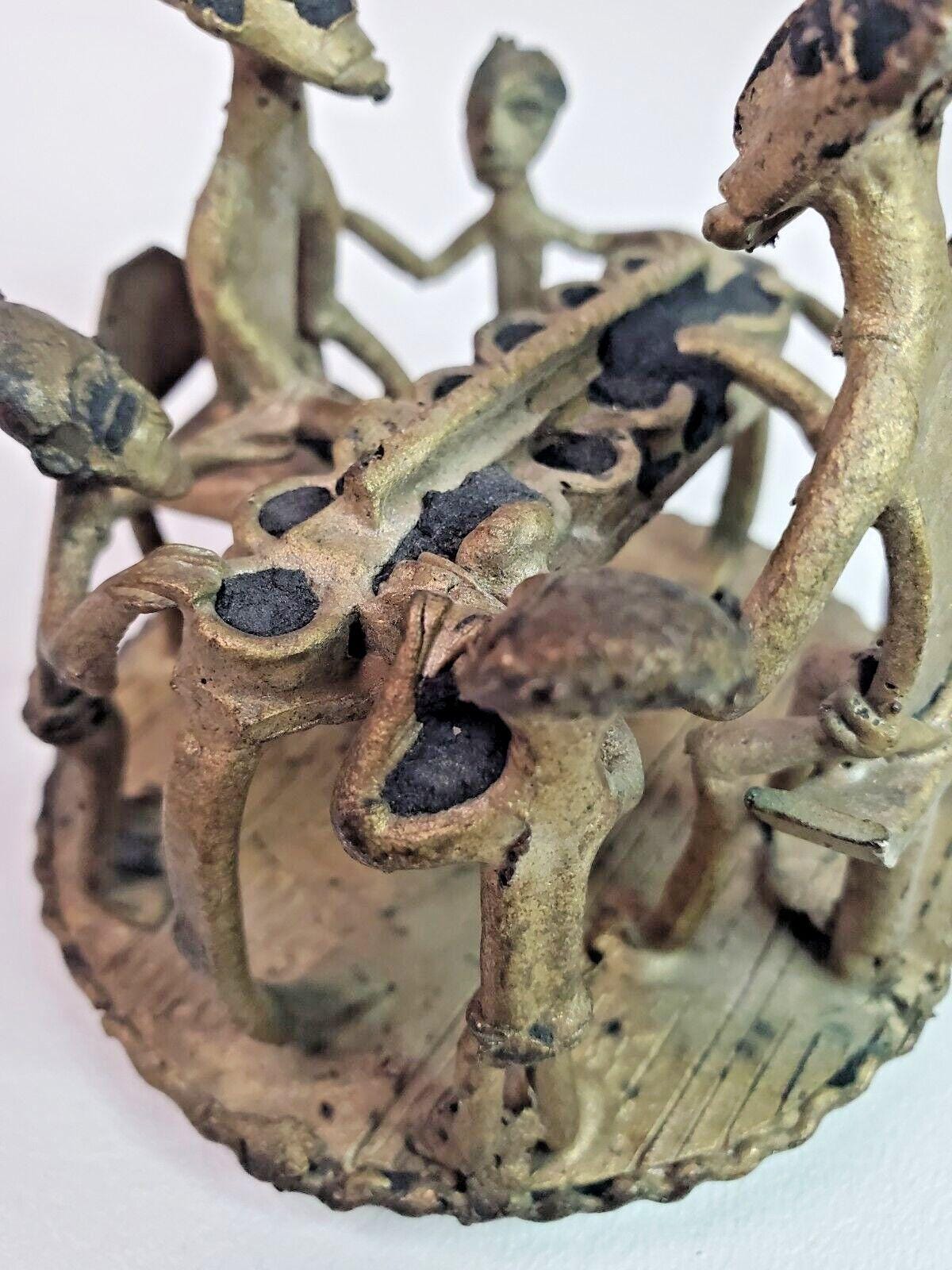 Kuduo Ashanti Kuduo African Cast Bronze Container LID ONLY to Funerary Vessel ...