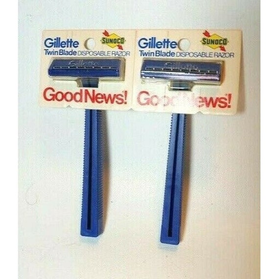 1970s Sunoco Gas & Oil Gillette Disposable Razor Pair Good News