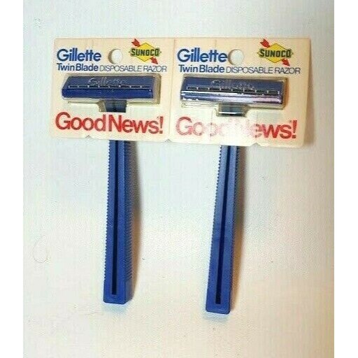 1970s Sunoco Gas & Oil Gillette Disposable Razor Pair Good News