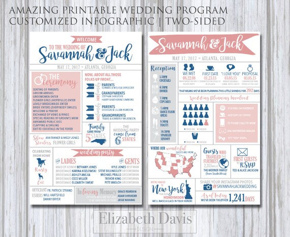 Infographic Wedding Program Printable Modern Fun Etsy