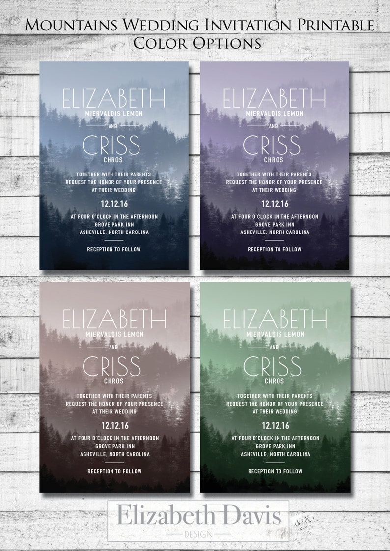 slate gray 2 envelope stickers RSVP Invite Thank You smoke blue Fall mountain wedding invitation printable