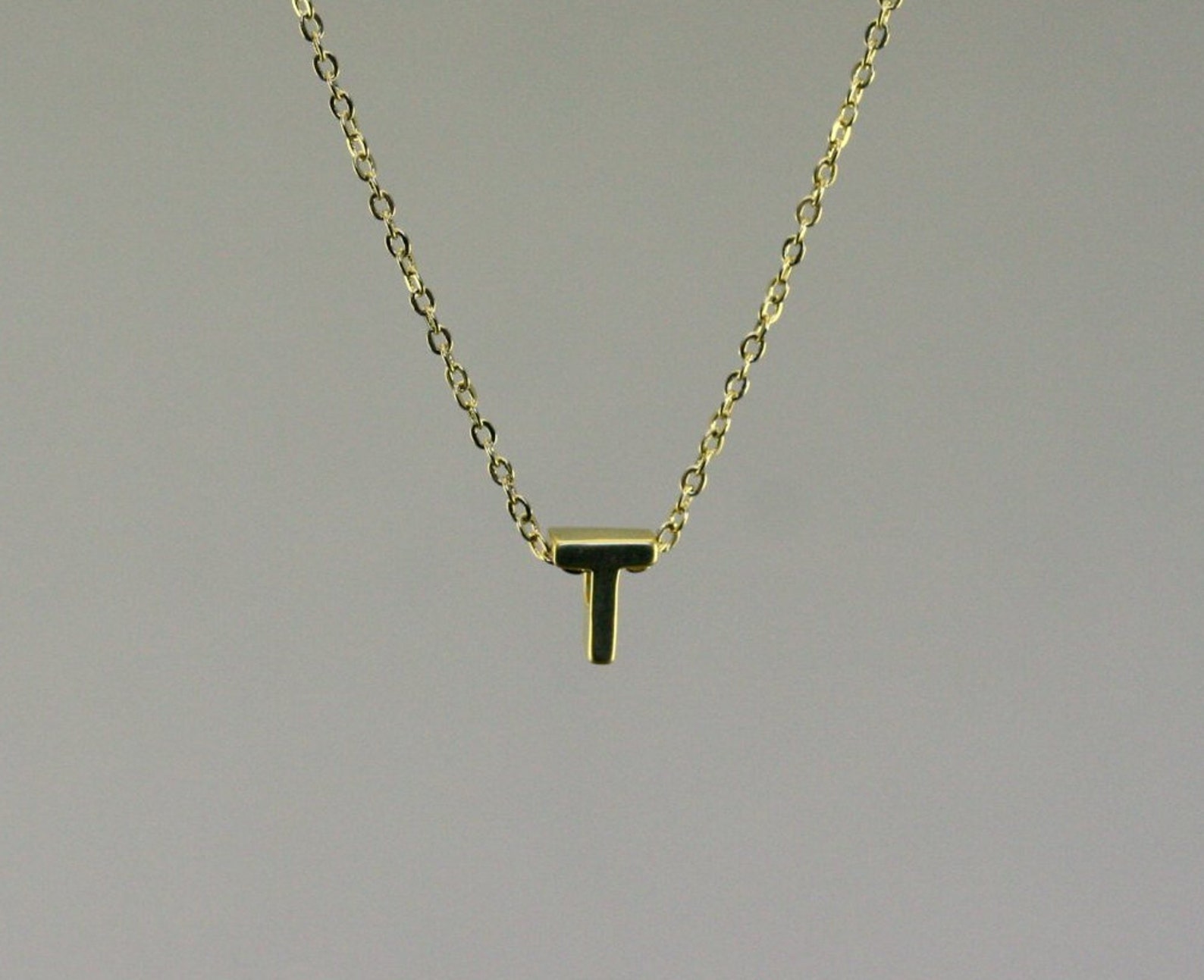 Solid Gold Letter Necklace Solid Gold Alphabet Necklace Gold Etsy