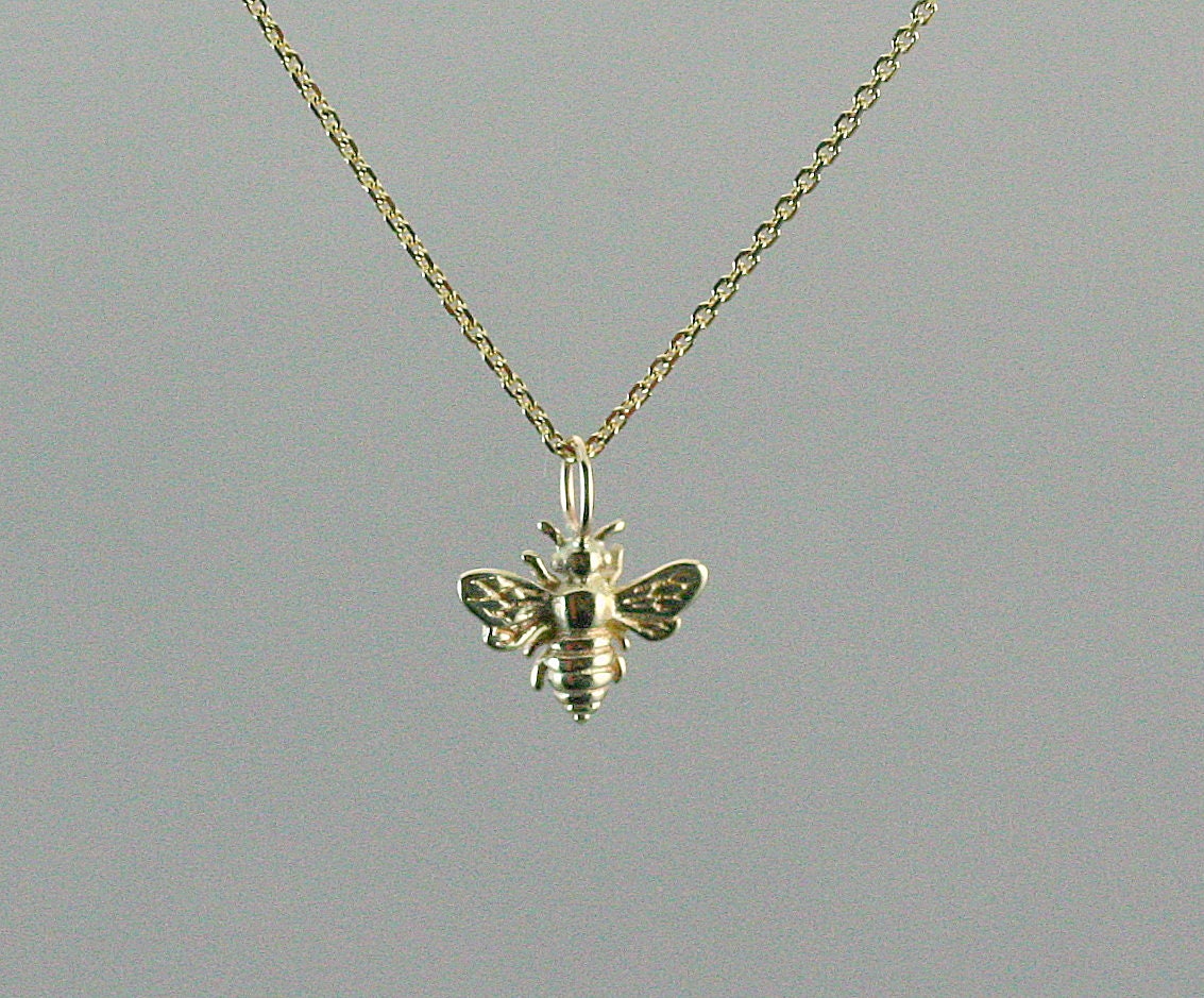 Solid Gold Bee Necklace Gold Bee 