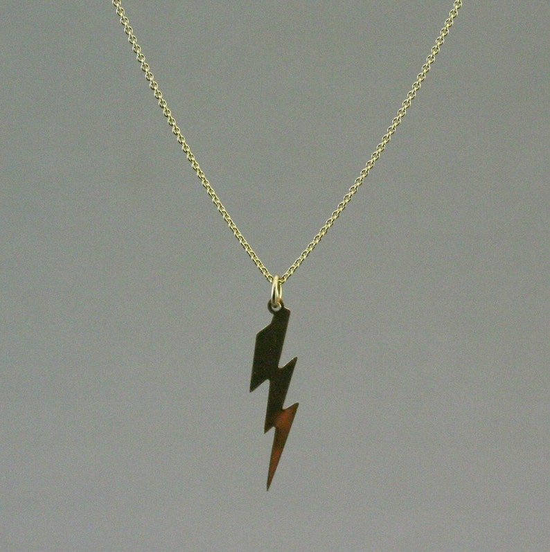 Solid gold lightning bolt necklace Clearance