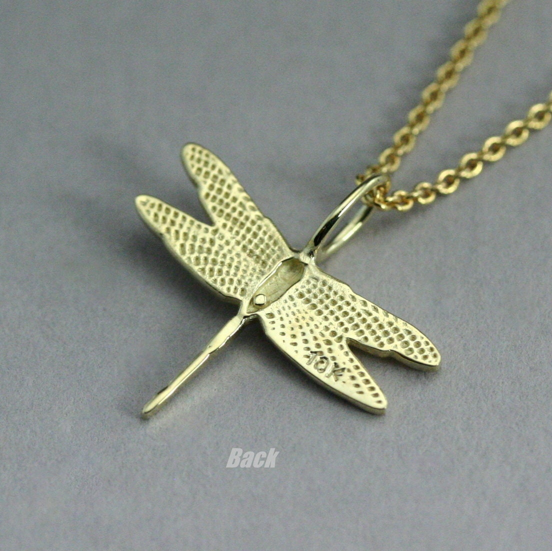 Gold Dragonfly Necklace Solid Gold Dragonfly Necklace Gold Etsy
