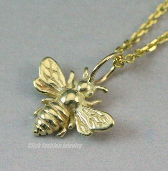 Solid Gold Bee Necklace Gold Bee 