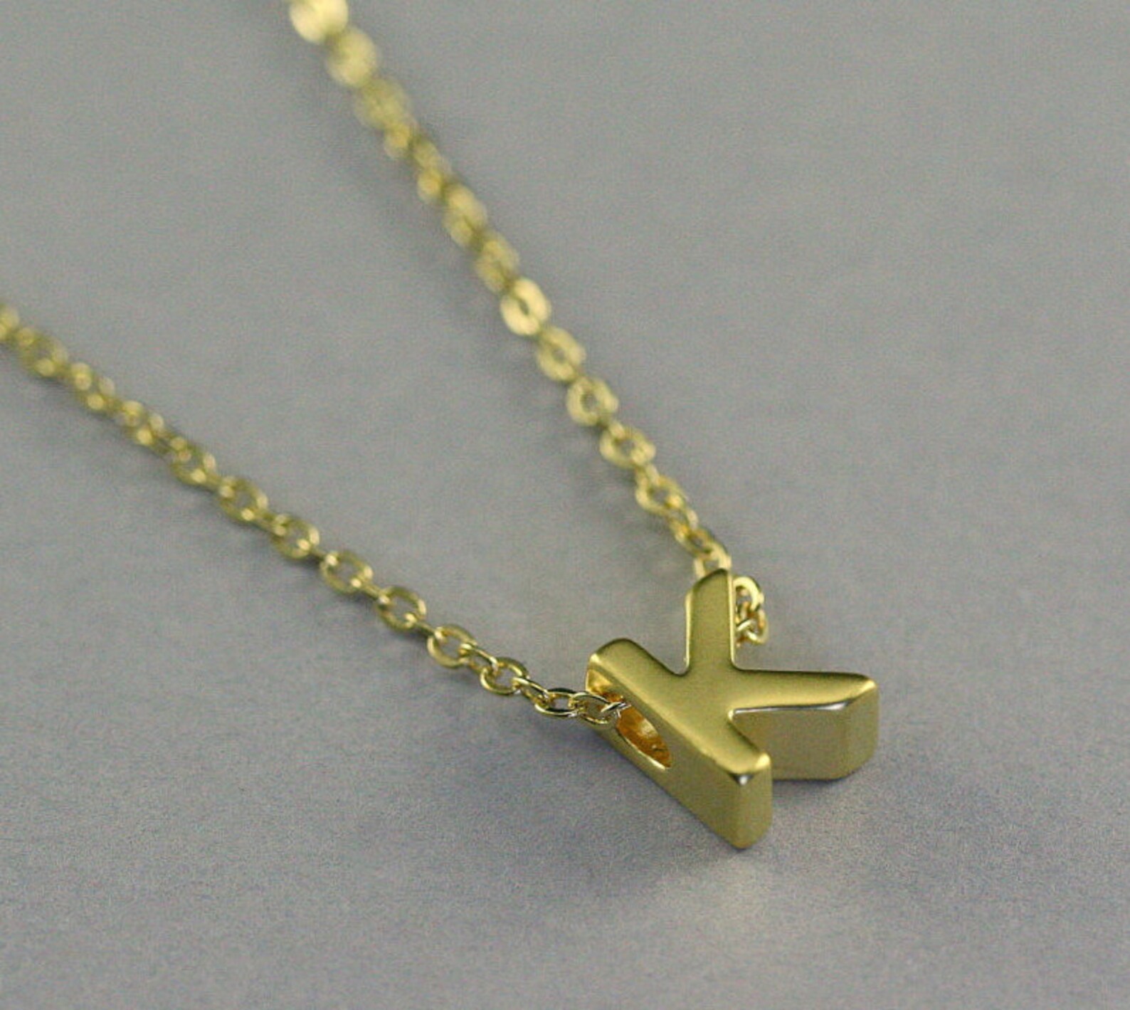 Solid Gold Letter Necklace Solid Gold Alphabet Necklace Gold Etsy