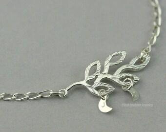 Silver personalized bracelet, tree branch bracelet, personalized branch bracelet, branch jewelry, silver jewelry, personalized jewelry