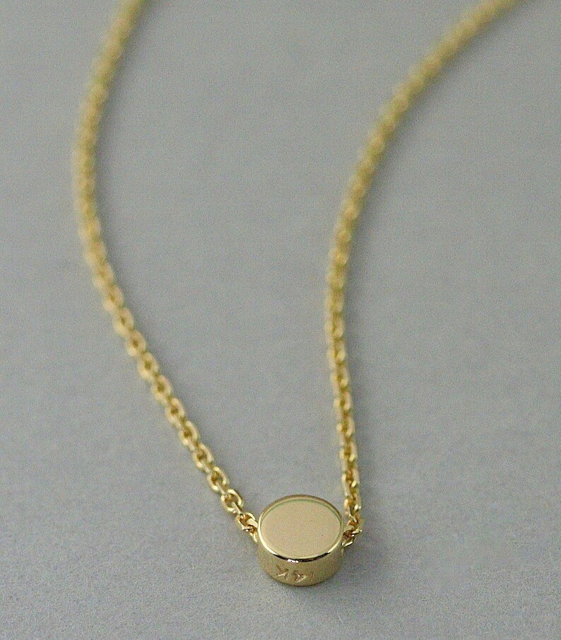 Solid Gold Circle Necklace Gold Dot Necklace 10 K Gold Etsy